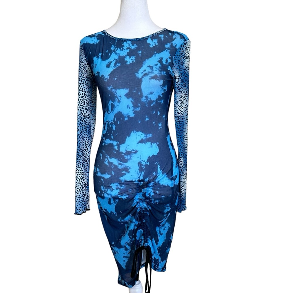 Women’s Sheer Mesh Long Sleeve Bodycon Cover Up Dress Blue Size Small NWOT - Picture 12 of 12